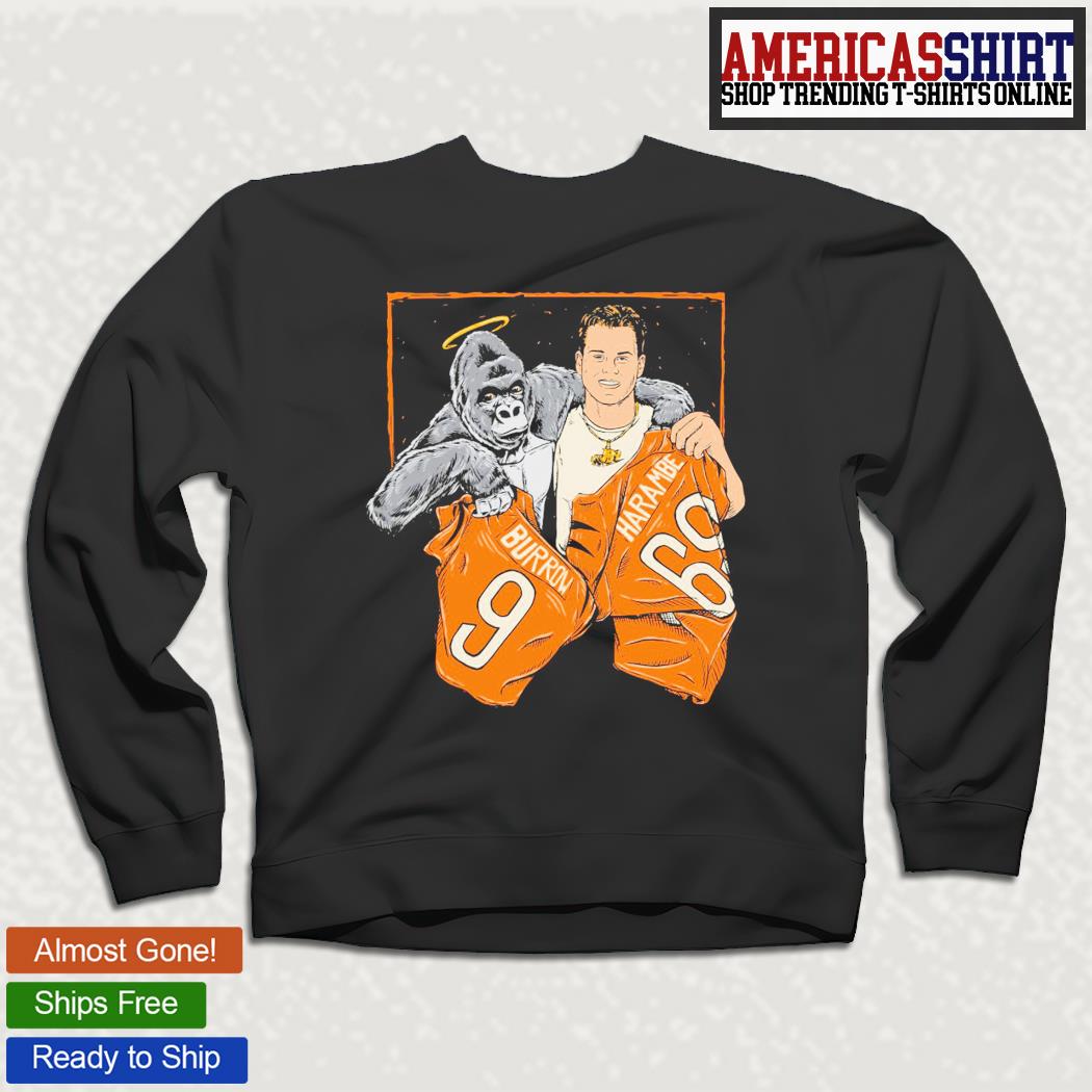 Cincinnati Bengals Jersey swap Burrow and Harambe shirt hoodie sweater long sleeve and tank top